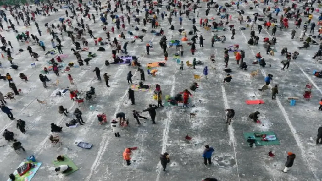 화천 산천어축제 낚시 모습