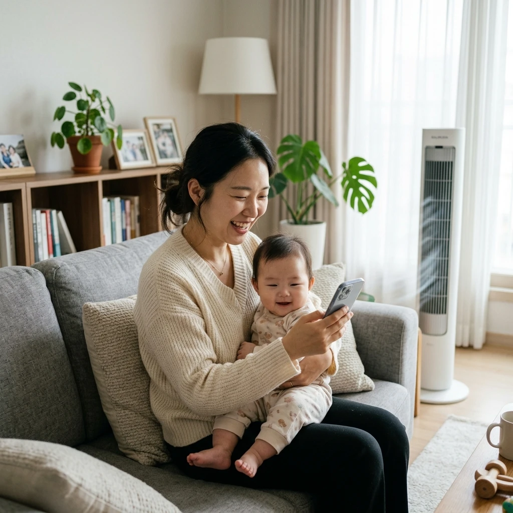 에너지 절감 및 정부 지원 혜택을 받아 쾌적하게 생활하는 한국 가정 본문 이미지